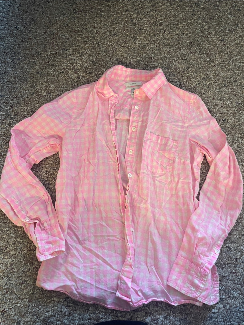J. Crew Pink Gingham Button-Down Shirt